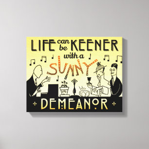 Retro sonniges Verhalten des Kunst-Deko-20s Leinwanddruck
