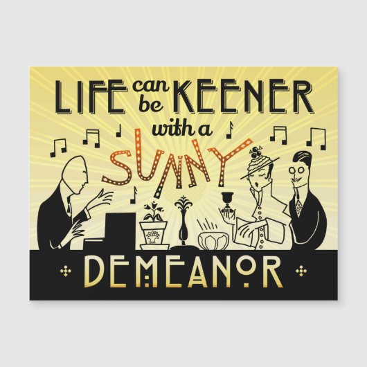 Retro sonniges Verhalten des Kunst-Deko-20s Magnetkarte (Vorderseite)