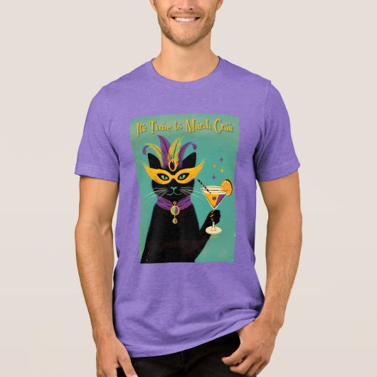 Retro Sophisticats Its Time to Mardi Gras Martini Tri-Blend Shirt (Vorderseite)