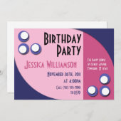 Retro Soul Blue & Pink Geburtstagseinladungen Einladung (Vorne/Hinten)