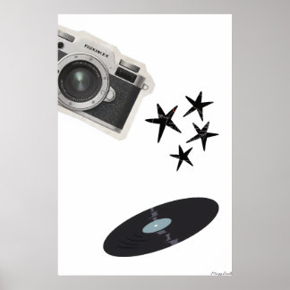 Retro Soul: Vinyl, Lens & Stars Collage Poster