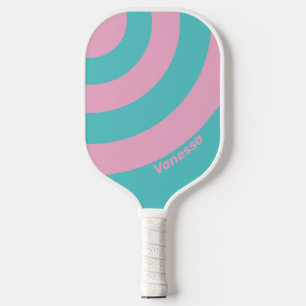 Retro South Beach Kreisstreifen mit Namen Pickleball Schläger