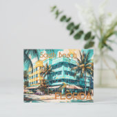 Retro South Beach Miami Florida Postcard Postkarte (Stehend Vorderseite)