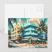 Retro South Beach Miami Florida Postcard Postkarte (Vorne/Hinten)