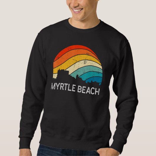 Retro South Carolina City Myrtle Beach Skyline Vin Sweatshirt (Vorderseite)