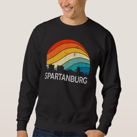 Retro South Carolina City Spartanburg Skyline Vint Sweatshirt (Vorderseite)