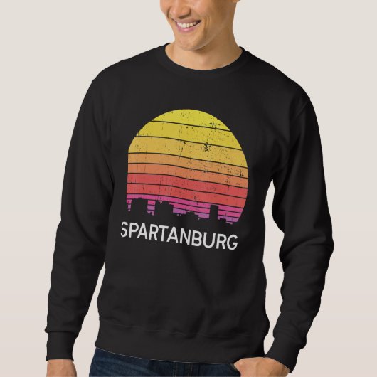 Retro South Carolina City Spartanburg Skyline Vint Sweatshirt (Vorderseite)