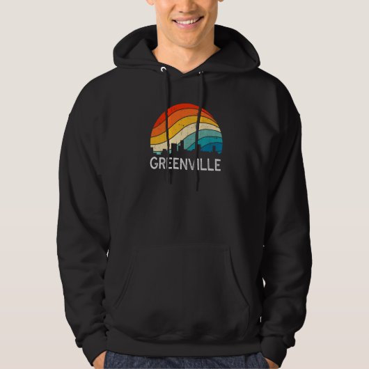 Retro South Carolina Stadt Greenville Skyline Vint Hoodie (Vorderseite)