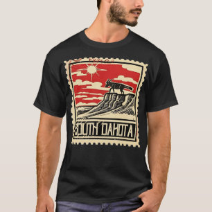 Retro South Dakota Bison Stempel T-Shirt