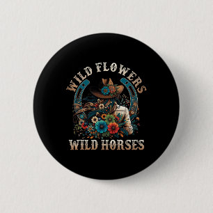 Retro Southern Sunset Cowgirl Wilde Blume - Wild Button