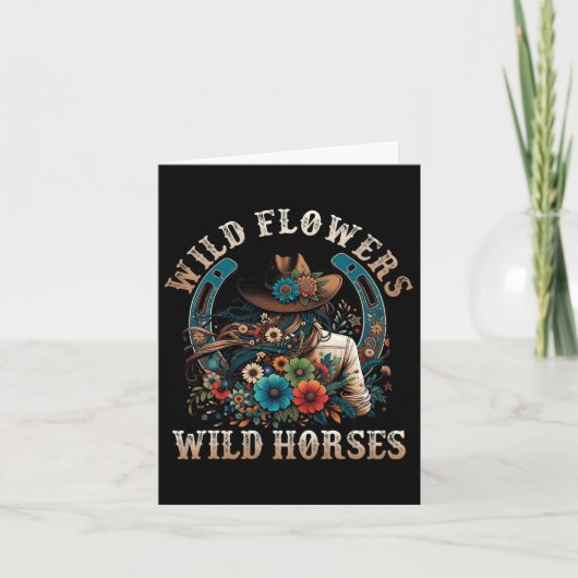 Retro Southern Sunset Cowgirl Wilde Blume - Wild Karte (Vorderseite)