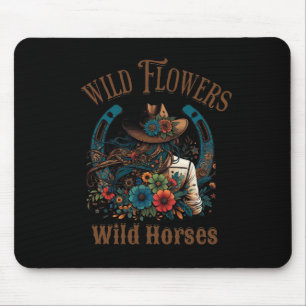 Retro Southern Sunset Cowgirl Wilde Blume - Wild Mousepad