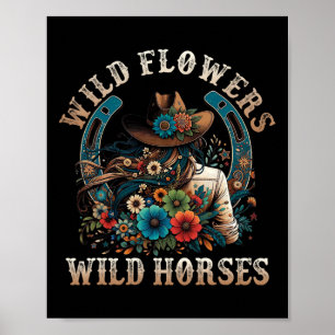 Retro Southern Sunset Cowgirl Wilde Blume - Wild Poster