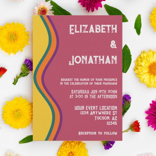 Retro Southwestern Waves Wedding Einladung