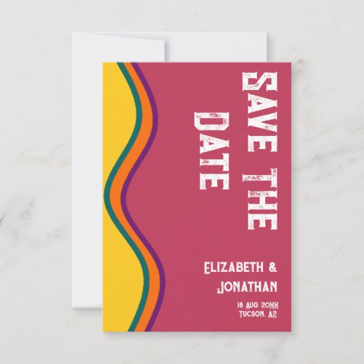 Retro Southwestern Waves Wedding Save The Date (Vorderseite)