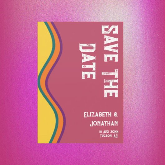 Retro Southwestern Waves Wedding Save The Date