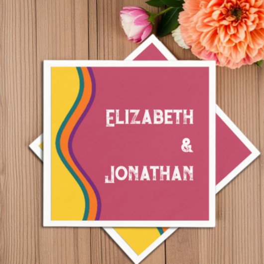 Retro Southwestern Waves Wedding Serviette