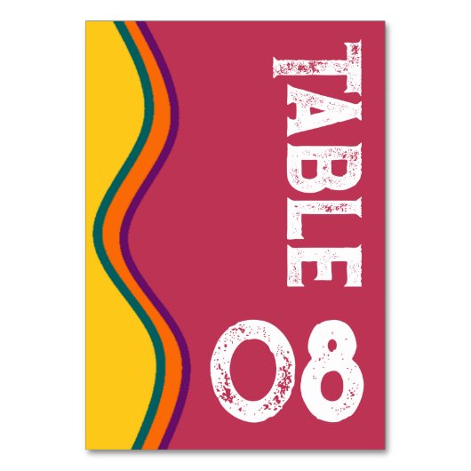 Retro Southwestern Waves Wedding Tischnummer (Rückseite)