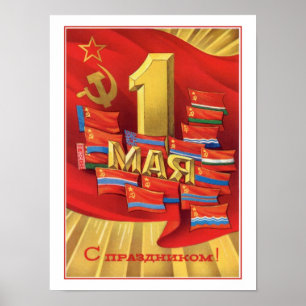 Retro Sowjetunion 1. Mai Tag der Arbeit Poster