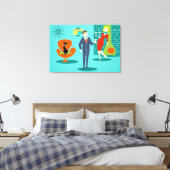 Retro Space Age Cartoon Couple Canvas Print Leinwanddruck (Insitu (Schlafzimmer))