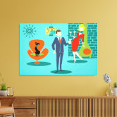 Retro Space Age Cartoon Couple Canvas Print Leinwanddruck (Insitu (Wohnzimmer))