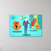 Retro Space Age Cartoon Couple Canvas Print Leinwanddruck (Vorderseite)