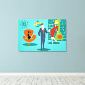 Retro Space Age Cartoon Couple Canvas Print Leinwanddruck (Insitu (Holzboden))