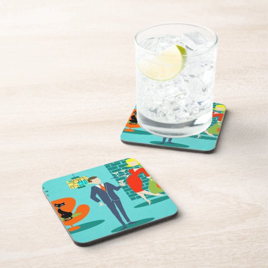 Retro Space Age Cartoon Couple Cork Untersetzer (Rechte Seite)