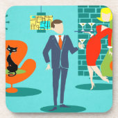 Retro Space Age Cartoon Couple Cork Untersetzer (Vorderseite)
