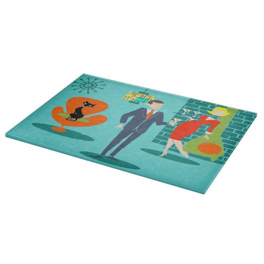 Retro Space Age Cartoon Cutting Board Schneidebrett (Ecke)