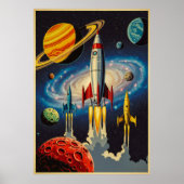 Retro Space Age Exploration Poster mit futuristisc (Vorne)