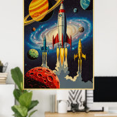 Retro Space Age Exploration Poster mit futuristisc (Heimbüro)