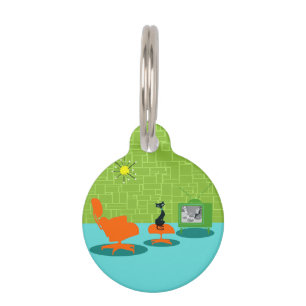 Retro Space Age Katzen-Halsband Tiernamensmarke