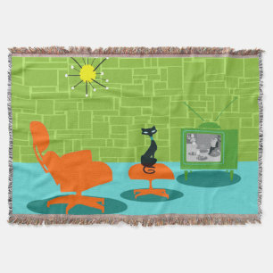 Retro Space Age Katzen-Wurfdecke Decke