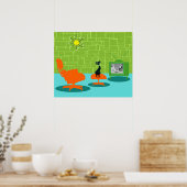 Retro Space Age Katzenposter Poster (Küche)