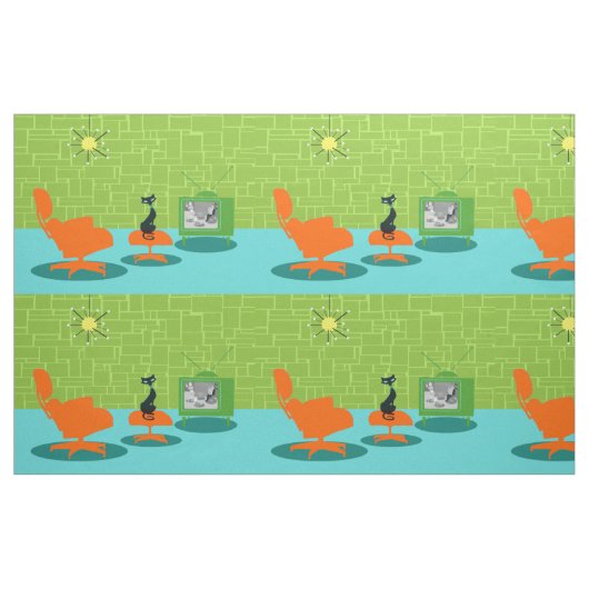 Retro Space Age Katzenstoff Stoff (Fat Quarter (45,7 x 55,9 cm))