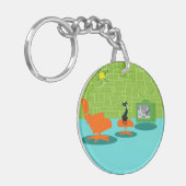 Retro Space Age Kitty Acrylic Schlüsselanhänger (Vorderseite links)