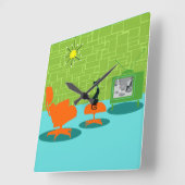 Retro Space Age Kitty Acrylic Wall Clock Quadratische Wanduhr (Winkel)