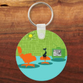 Retro Space Age Kitty Button Schlüsselanhänger (Vorderseite)