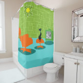 Retro Space Age Kitty Duschvorhang (Beispiel)