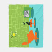 Retro Space Age Kitty Fleece Blanket (Vorderseite)