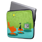 Retro Space Age Kitty Laptop Sieb Laptopschutzhülle (Vorderseite Links)