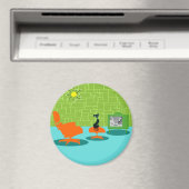 Retro Space Age Kitty Magnet (In Situ (Geschirrspüler))
