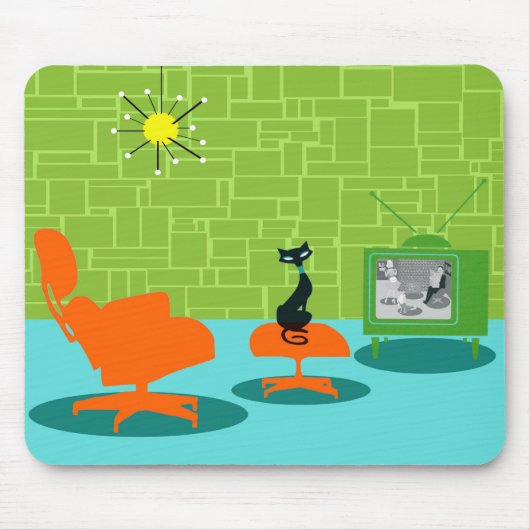 Retro Space Age Kitty-Mauspad Mousepad (Vorne)