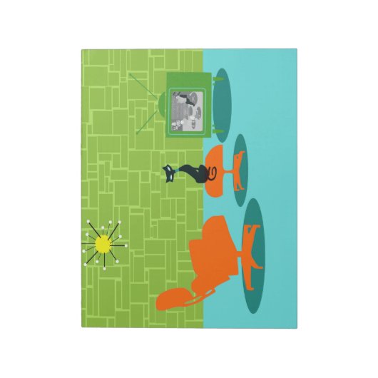 Retro Space Age Kitty Notepad Notizblock (Rotiert)