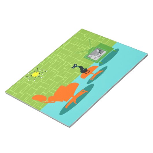 Retro Space Age Kitty Notepad Notizblock (angewinkelt)