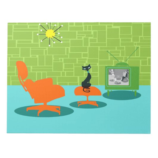 Retro Space Age Kitty Notepad Notizblock (Vorderseite)