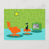 Retro Space Age Kitty Postcard Postkarte (Vorderseite)