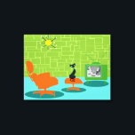 Retro Space Age Kitty Stretched Canvas Print Leinwanddruck<br><div class="desc">Es heißt, dass Hunde Besitzer haben und Katzen Mitarbeiter haben. Die Feline auf diesem Retro Space Age Kitty Stretched Canvas Print konnte nicht mehr zustimmen! Das minimalistische Design der 60er Jahre besticht durch eine elegante, schwarze Katze in einem modernen Wohnzimmer aus der Mitte des Jahrhunderts. Das elegante Zimmer besticht durch...</div>