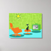 Retro Space Age Kitty Stretched Canvas Print Leinwanddruck (Vorderseite)
